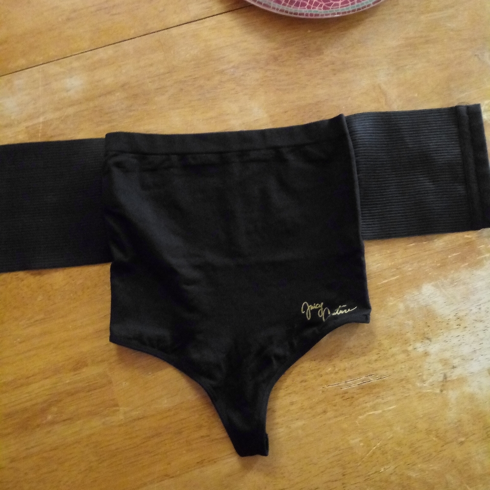 Waist training black thong girdle
